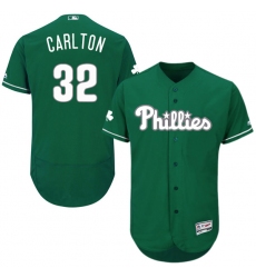 Men's Majestic Philadelphia Phillies #32 Steve Carlton Green Celtic Flexbase Authentic Collection MLB Jersey