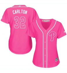 Women's Majestic Philadelphia Phillies #32 Steve Carlton Authentic Pink Fashion Cool Base MLB Jersey