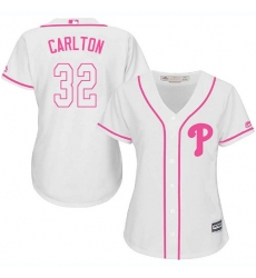 Women's Majestic Philadelphia Phillies #32 Steve Carlton Replica White Fashion Cool Base MLB Jersey
