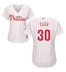 Women's Majestic Philadelphia Phillies #30 Dave Cash Replica White/Red Strip Home Cool Base MLB Jersey