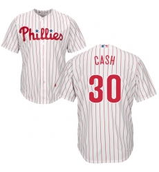 Youth Majestic Philadelphia Phillies #30 Dave Cash Replica White/Red Strip Home Cool Base MLB Jersey