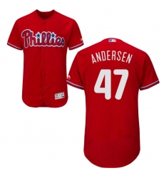 Men's Majestic Philadelphia Phillies #47 Larry Andersen Red Alternate Flex Base Authentic Collection MLB Jersey