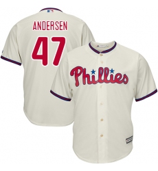 Youth Majestic Philadelphia Phillies #47 Larry Andersen Authentic Cream Alternate Cool Base MLB Jersey