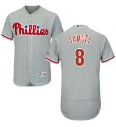 Men's Majestic Philadelphia Phillies #8 Juan Samuel Grey Road Flex Base Authentic Collection MLB Jersey