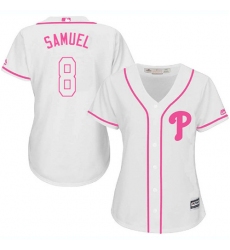 Women's Majestic Philadelphia Phillies #8 Juan Samuel Authentic White Fashion Cool Base MLB Jersey
