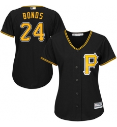 Women's Majestic Pittsburgh Pirates #24 Barry Bonds Replica Black Alternate Cool Base MLB Jersey