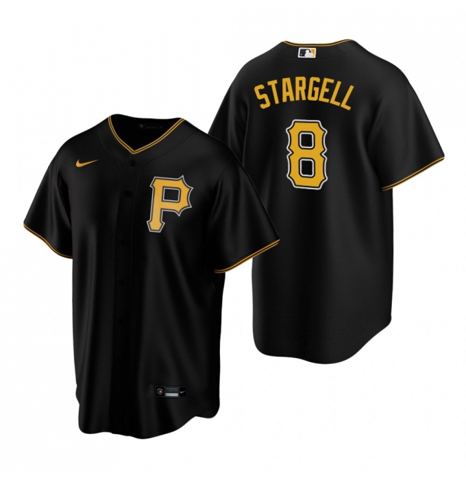 Men's Nike Pittsburgh Pirates #8 Willie Stargell Black Alternate Stitched Baseball Jersey