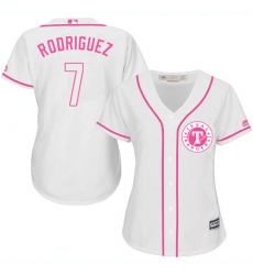 Women's Majestic Texas Rangers #7 Ivan Rodriguez Replica White Fashion Cool Base MLB Jersey
