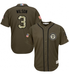 Men's Majestic Texas Rangers #3 Russell Wilson Authentic Green Salute to Service MLB Jersey