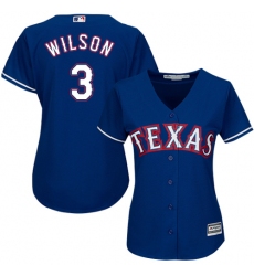 Women's Majestic Texas Rangers #3 Russell Wilson Replica Royal Blue Alternate 2 Cool Base MLB Jersey