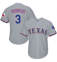Youth Majestic Texas Rangers #3 Delino DeShields Replica Grey Road Cool Base MLB Jersey