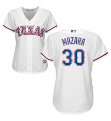 Women's Majestic Texas Rangers #30 Nomar Mazara Authentic White Home Cool Base MLB Jersey