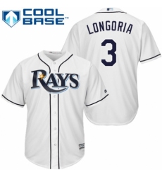 Men's Majestic Tampa Bay Rays #3 Evan Longoria Replica White Home Cool Base MLB Jersey