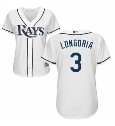 Women's Majestic Tampa Bay Rays #3 Evan Longoria Replica White Home Cool Base MLB Jersey