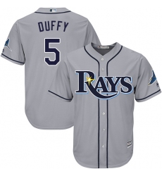 Youth Majestic Tampa Bay Rays #5 Matt Duffy Replica Grey Road Cool Base MLB Jersey