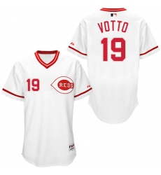 Men's Majestic Cincinnati Reds #19 Joey Votto Authentic White 1990 Turn Back The Clock MLB Jersey