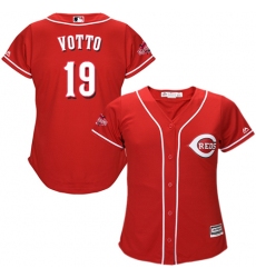 Women's Majestic Cincinnati Reds #19 Joey Votto Authentic Red Alternate Cool Base MLB Jersey