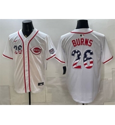 Men's Cincinnati Reds #26 Chase Burns White 2026 USA 250 Fourth of July Home Stitched Jersey