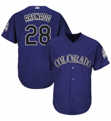 Youth Majestic Colorado Rockies #28 Nolan Arenado Authentic Purple Alternate 1 Cool Base MLB Jersey