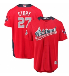 Youth Majestic Colorado Rockies #27 Trevor Story Game Red National League 2018 MLB All-Star MLB Jersey