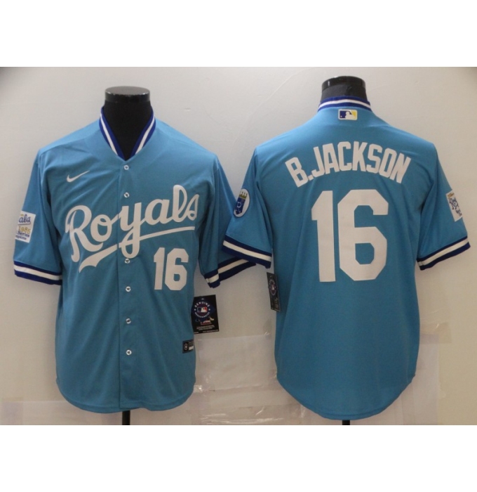 Men's Nike Kansas City Royals #16 Bo Jackson Light Blue Alternate Stitched Baseball Jersey