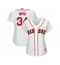 Women's Boston Red Sox #34 David Ortiz Authentic White 2019 Gold Program Cool Base Baseball Jersey