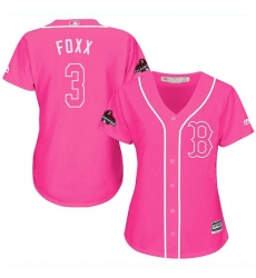 Women's Majestic Boston Red Sox #3 Jimmie Foxx Authentic Pink Fashion 2018 World Series Champions MLB Jersey