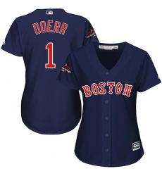 Women's Majestic Boston Red Sox #1 Bobby Doerr Authentic Navy Blue Alternate Road 2018 World Series Champions MLB Jersey