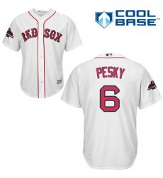 Youth Majestic Boston Red Sox #6 Johnny Pesky Authentic White Home Cool Base 2018 World Series Champions MLB Jersey