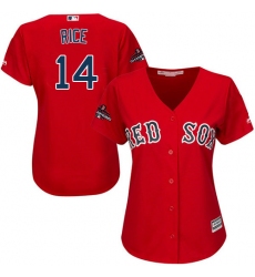 Women's Majestic Boston Red Sox #14 Jim Rice Authentic Red Alternate Home 2018 World Series Champions MLB Jersey