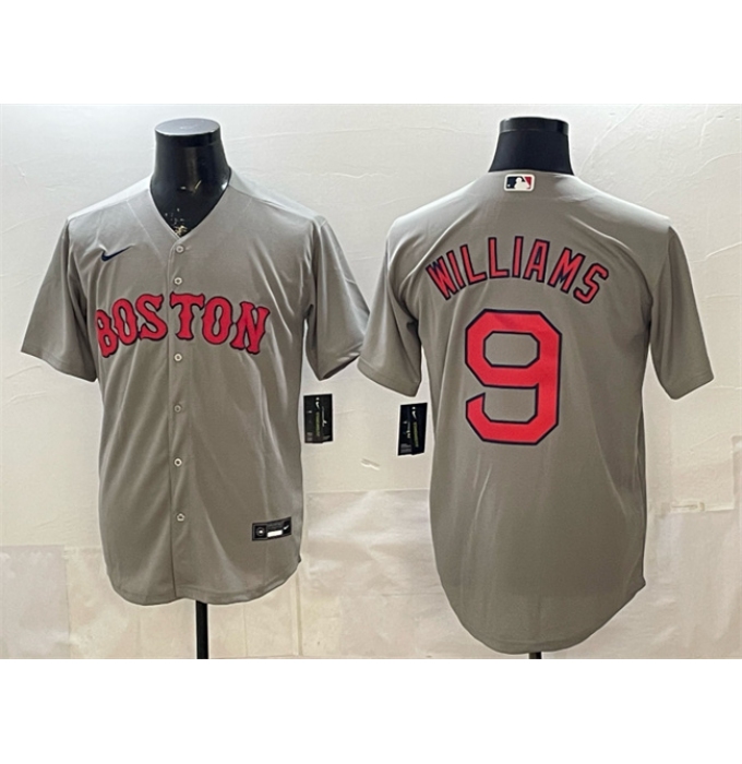Men's Boston Red Sox #9 Ted Williams Grey Cool Base Stitched Baseball Jersey