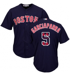 Men's Majestic Boston Red Sox #5 Nomar Garciaparra Authentic Navy Blue Team Logo Fashion Cool Base MLB Jersey