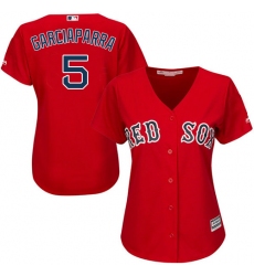 Women's Majestic Boston Red Sox #5 Nomar Garciaparra Replica Red Alternate Home MLB Jersey