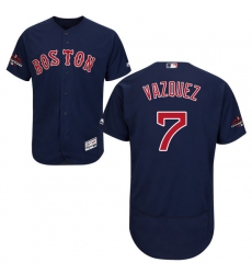 Men's Majestic Boston Red Sox #7 Christian Vazquez Navy Blue Alternate Flex Base Authentic Collection 2018 World Series Champions MLB Jersey