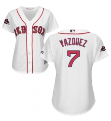 Women's Majestic Boston Red Sox #7 Christian Vazquez Authentic White Home 2018 World Series Champions MLB Jersey