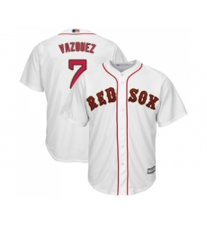 Youth Boston Red Sox #7 Christian Vazquez Authentic White 2019 Gold Program Cool Base Baseball Jersey