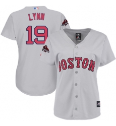Women's Majestic Boston Red Sox #19 Fred Lynn Authentic Grey Road 2018 World Series Champions MLB Jersey