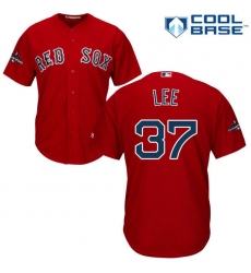 Youth Majestic Boston Red Sox #37 Bill Lee Authentic Red Alternate Home Cool Base 2018 World Series Champions MLB Jersey