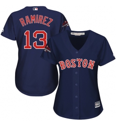Women's Majestic Boston Red Sox #13 Hanley Ramirez Authentic Navy Blue Alternate Road 2018 World Series Champions MLB Jersey