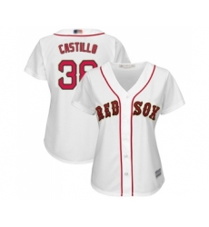 Women's Boston Red Sox #38 Rusney Castillo Authentic White 2019 Gold Program Cool Base Baseball Jersey