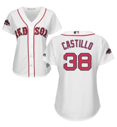 Women's Majestic Boston Red Sox #38 Rusney Castillo Authentic White Home 2018 World Series Champions MLB Jersey