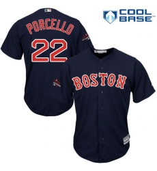 Youth Majestic Boston Red Sox #22 Rick Porcello Authentic Navy Blue Alternate Road Cool Base 2018 World Series Champions MLB Jersey