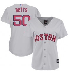 Women's Majestic Boston Red Sox #50 Mookie Betts Authentic Grey Road MLB Jersey