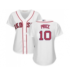 Women's Boston Red Sox #10 David Price Replica White Home Baseball Jersey