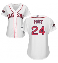 Women's Majestic Boston Red Sox #24 David Price Authentic White Home 2018 World Series Champions MLB Jersey