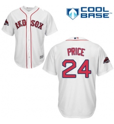 Youth Majestic Boston Red Sox #24 David Price Authentic White Home Cool Base 2018 World Series Champions MLB Jersey