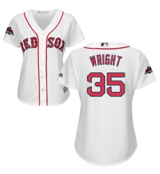Women's Majestic Boston Red Sox #35 Steven Wright Authentic White Home 2018 World Series Champions MLB Jersey