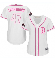 Women's Majestic Boston Red Sox #47 Tyler Thornburg Authentic White Fashion 2018 World Series Champions MLB Jersey