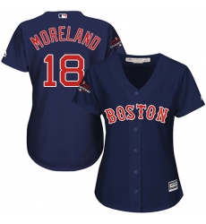 Women's Majestic Boston Red Sox #18 Mitch Moreland Authentic Navy Blue Alternate Road 2018 World Series Champions MLB Jersey