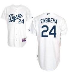 Men's Majestic Detroit Tigers #24 Miguel Cabrera Replica White 